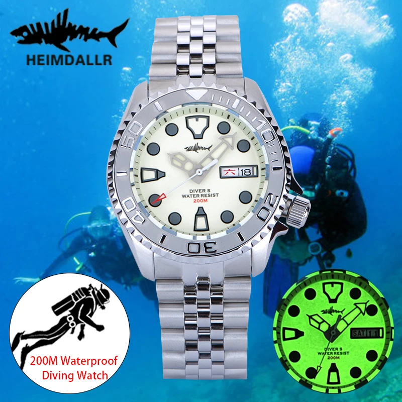 

HEIMDALLR Men Watch NH36 Movement Sharkey Skx007 Ceramic Bezel 200M Water Resistance Automatic Mechanical Dive Sapphire Watch