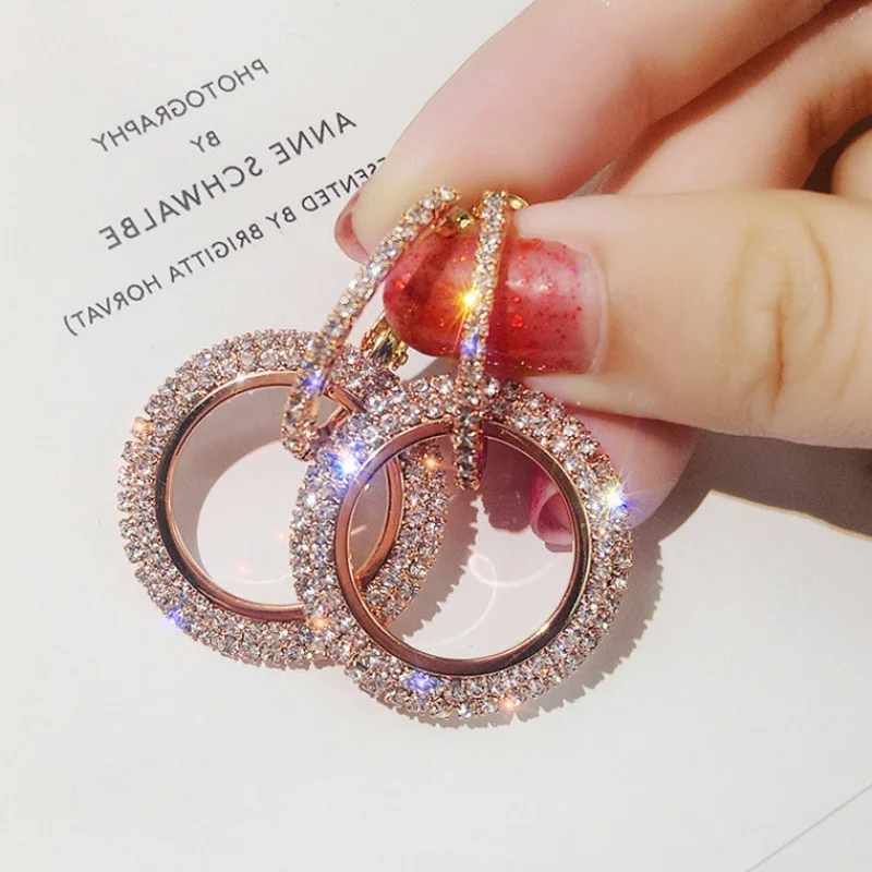 

Fashionable Glittering Zircon Circle Gold Plated Earrings Elegant Princess Earrings Women's Earrings Wedding Jewelry Gift