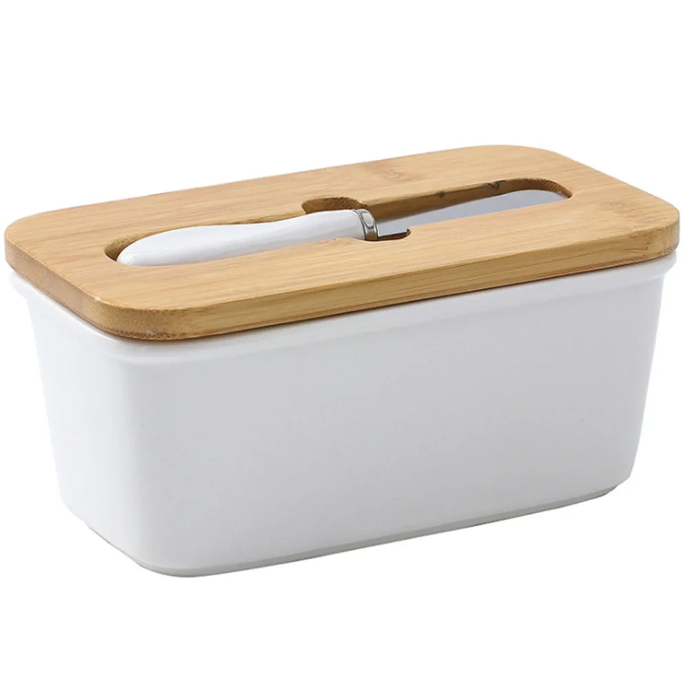 Butter Sealing Box Ceramic Butter Plate with Wood Lid and Knife Cheese Storage Tray Butter Dish Container Box
Butter Sealing Box Ceramic Butter Plate with Wood Lid and Knife Cheese Storage Tray Butter Dish Container Box