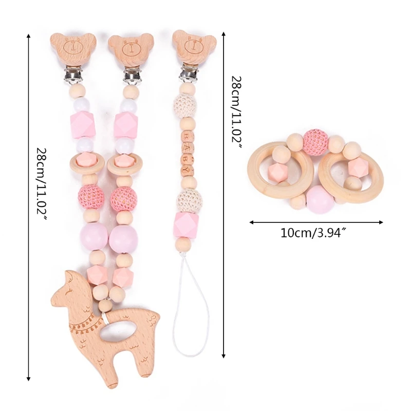 3 Pcs/Set Baby Pram Pendant Rattle Pacifier Chain Clip Bracelet Wooden Teether
3 Pcs/Set Baby Pram Pendant Rattle Pacifier Chain Clip Bracelet Wooden Teether