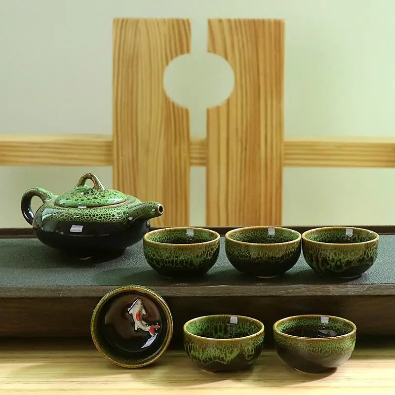 Chinese Kung Fu Tea Set Ceramic Glaze pot Porcelain set Portable Cups Of Ceremony ware Sets Gift For Friend
Chinese Kung Fu Tea Set Ceramic Glaze pot Porcelain set Portable Cups Of Ceremony ware Sets Gift For Friend