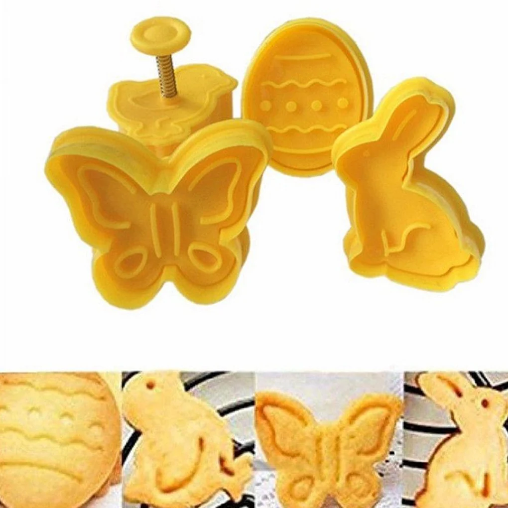 4Pc/Set Easter Egg Rabbit Chick Butterfly Plastic Plunger Fondant Cookie Cutter Set Mold Biscuit Decor Baking Tools Set
4Pc/Set Easter Egg Rabbit Chick Butterfly Plastic Plunger Fondant Cookie Cutter Set Mold Biscuit Decor Baking Tools Set