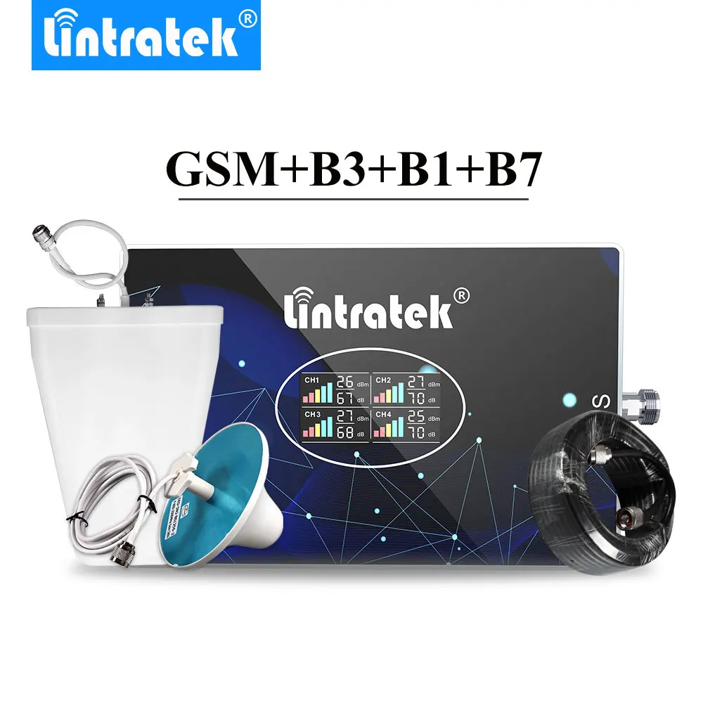 Усилитель сотовой связи Lintratek 70dB 2g 3g 4g gsm 900 МГц 1800 umts 2100 lte 2600 B28 сотового телефона AGC