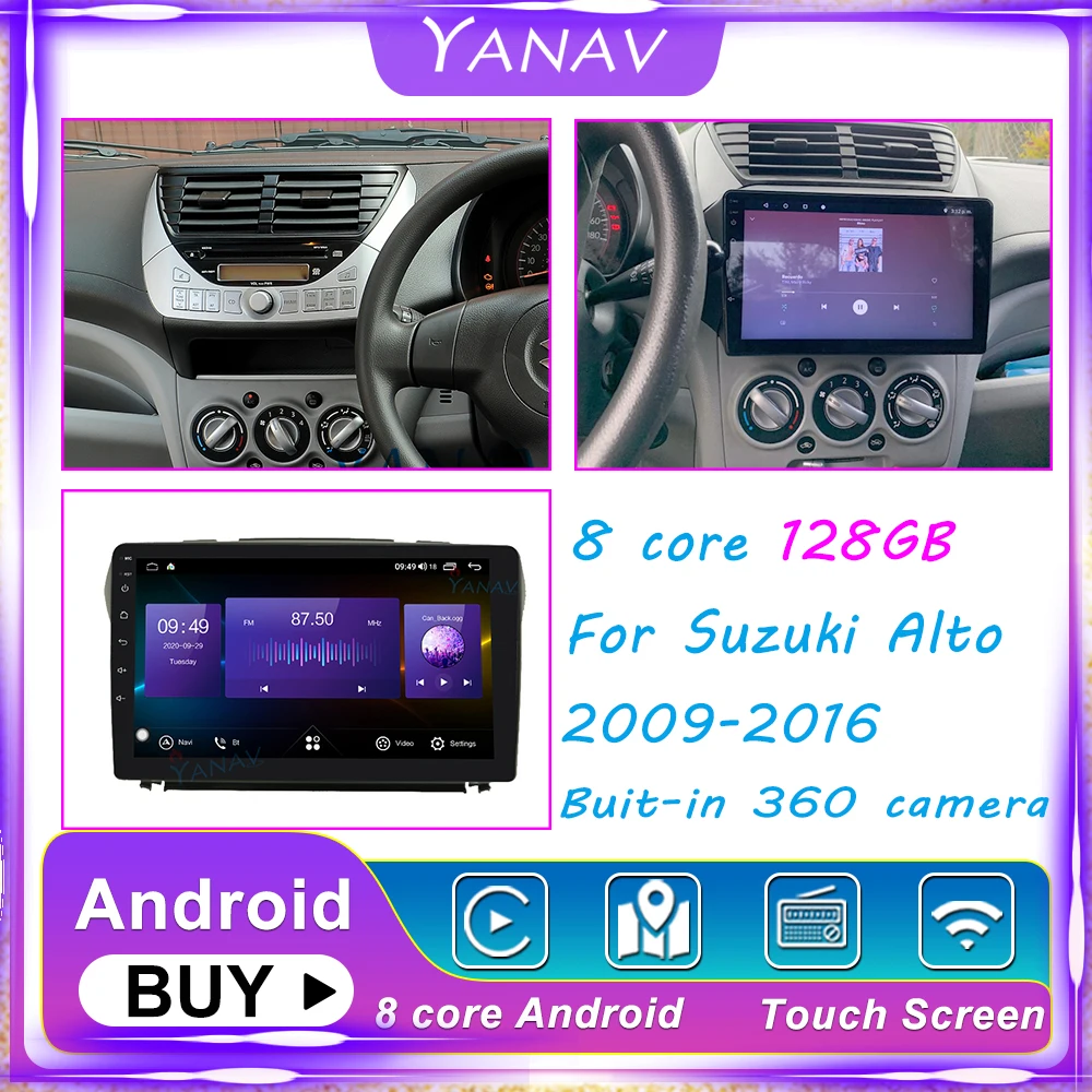 

Автомагнитола на Android, 128 ГБ, мультимедиа, GPS-навигация, головное устройство для Suzuki Alto 2009-2016, автомобильный стерео-видеоприемник, магнитофон