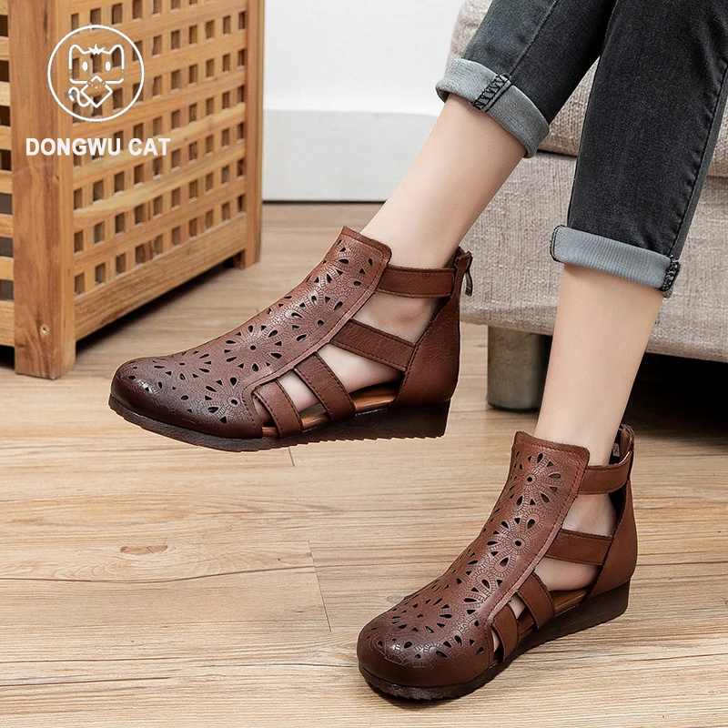 Women Sandals Summer Ladies Comfortable Hollow Round Toe Sandals Woman Genuine Leather Retro Sandals Beach Sole Female Shoes
Women Sandals Summer Ladies Comfortable Hollow Round Toe Sandals Woman Genuine Leather Retro Sandals Beach Sole Female Shoes