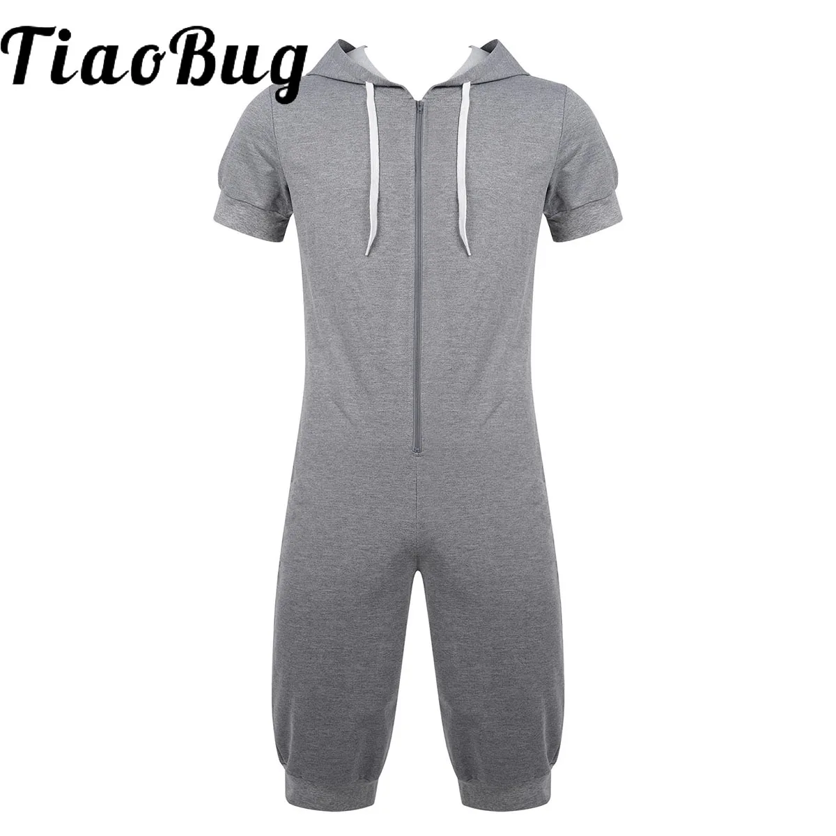 Men Casual Hooded Jumpsuits Solid Gray Short Sleeve Zipper T-Shirt Bodysuit One-piece Pajama Male Sport Drawstring Hoodie M XXL
Men Casual Hooded Jumpsuits Solid Gray Short Sleeve Zipper T-Shirt Bodysuit One-piece Pajama Male Sport Drawstring Hoodie M XXL