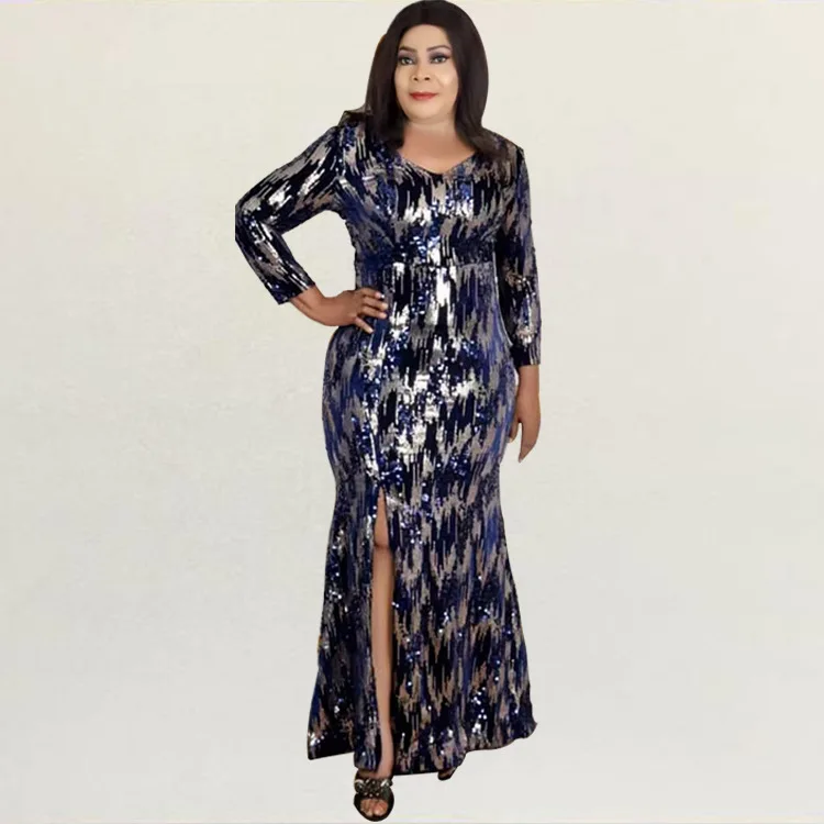 Sexy Ladies Dress Sequin Bag Hip Split Party Long-sleeved V-neck Nightclub Style Female Dress plus size bridesmaid vestidos
Sexy Ladies Dress Sequin Bag Hip Split Party Long-sleeved V-neck Nightclub Style Female Dress plus size bridesmaid vestidos