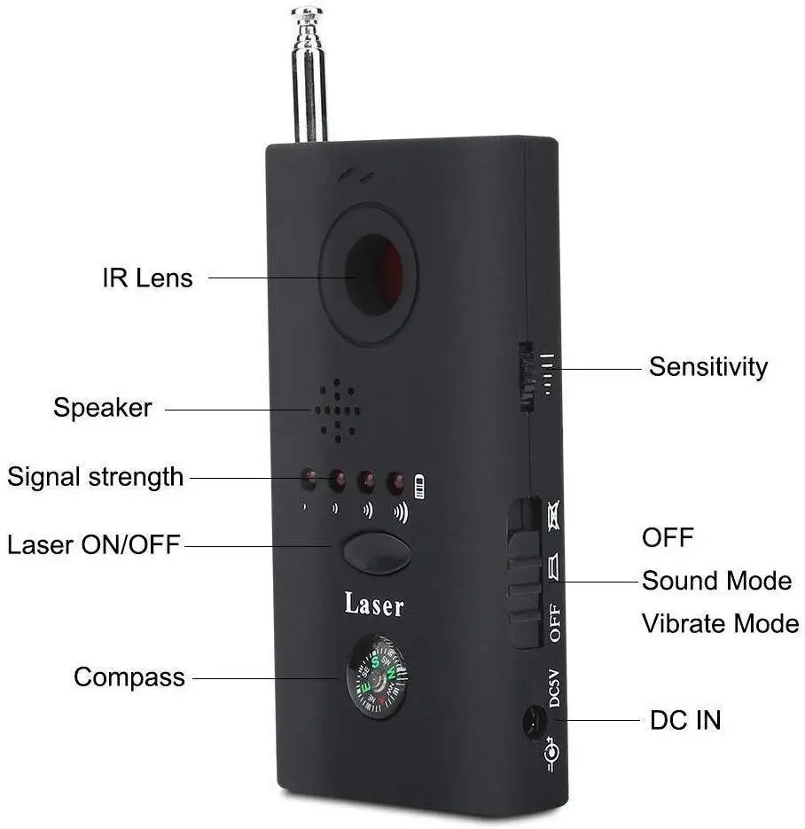 

Full Range Anti-Spy Bug Detect RF Signal Detector CC308+Wireless Camera GSM Device Finder FNR Full-frequency Detector