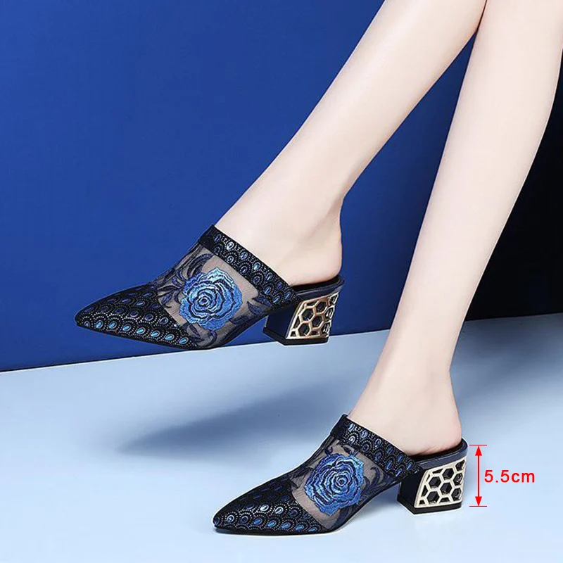 Summer Shoes Women's Pumps Mesh Square Heel Sandals Slipper Ladies Fashion Sexy Slip On Flower Women Comfortable Female Footwear
Summer Shoes Women's Pumps Mesh Square Heel Sandals Slipper Ladies Fashion Sexy Slip On Flower Women Comfortable Female Footwear