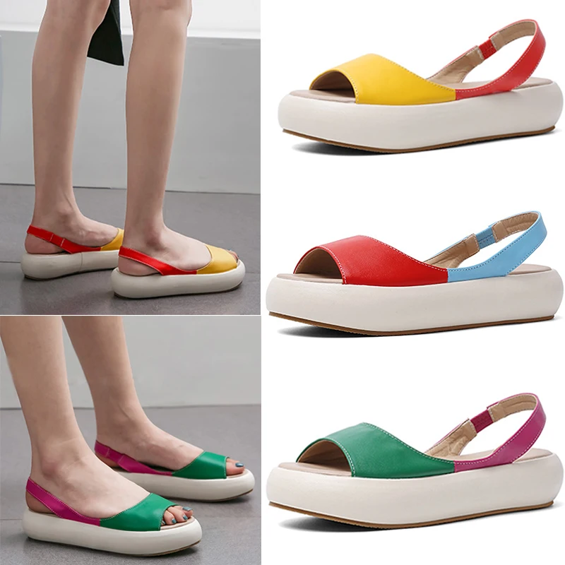 Fashion Women Contrast Color Sandals Simple Flat Open Toe Sandals Summer Comfortable Low Heel Sandals H9 
Fashion Women Contrast Color Sandals Simple Flat Open Toe Sandals Summer Comfortable Low Heel Sandals H9