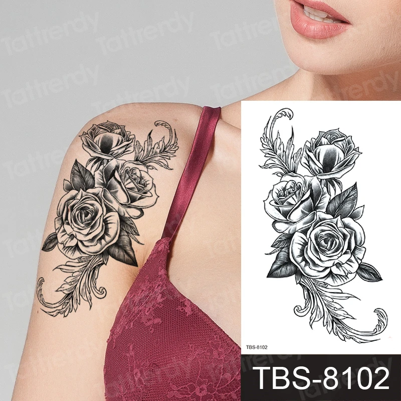 rose flower temporary tattoo for women arm shoulder tattoo sleeve black stretch design fake henna pattern waterproof body tattoo
rose flower temporary tattoo for women arm shoulder tattoo sleeve black stretch design fake henna pattern waterproof body tattoo