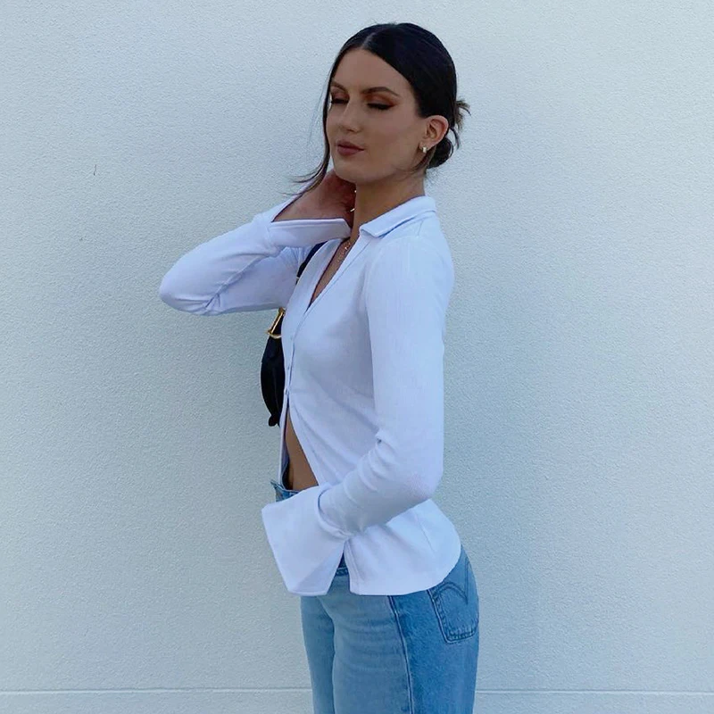 Casaul Ribbed Knit Y2K Crop Top For Girls Women's T-Shirts 2021Harajuku Female Long Sleeve Deep V Neck Button Up White Tee Shirt
Casaul Ribbed Knit Y2K Crop Top For Girls Women's T-Shirts 2021Harajuku Female Long Sleeve Deep V Neck Button Up White Tee Shirt