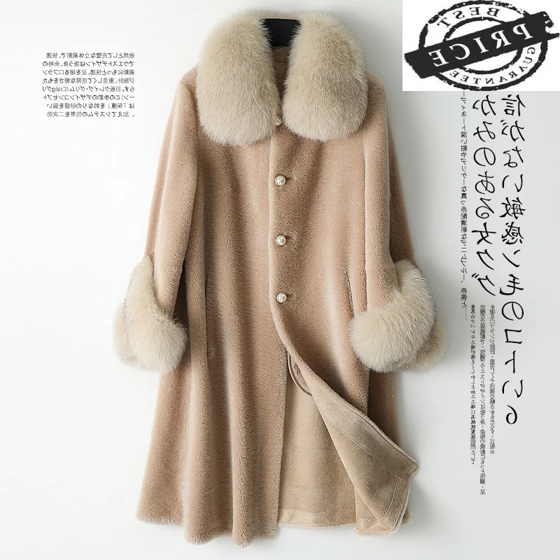 Real Fur Coat Female Larga Fox Fur Collar Vintage Sheep Shearing Jacket Women Korean 100% Wool Coats Fur Tops Hiver a26
Real Fur Coat Female Larga Fox Fur Collar Vintage Sheep Shearing Jacket Women Korean 100% Wool Coats Fur Tops Hiver a26