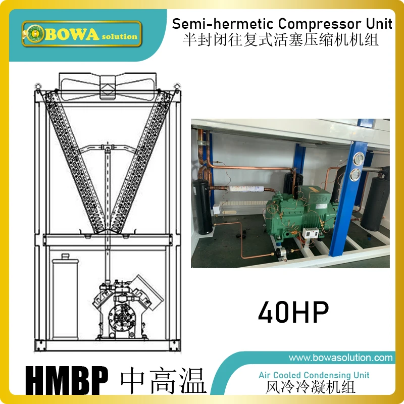 40HP HMBP конденсаторная установка работает как охлаждающее оборудование чиллерных