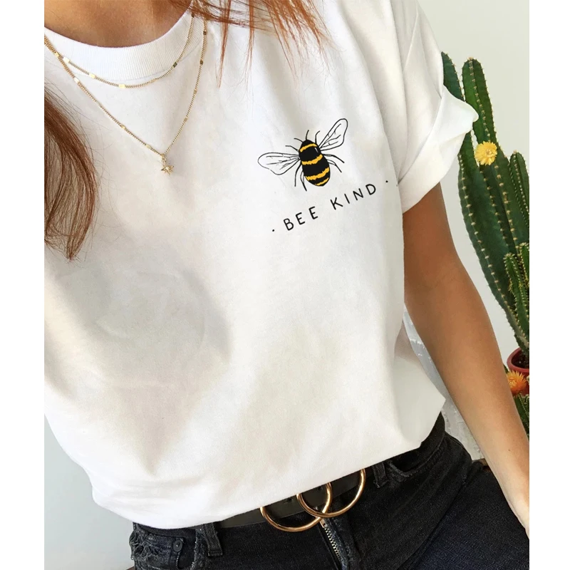 Женская футболка с карманом летняя принтом пчелы христианская 90 е|Футболки| |