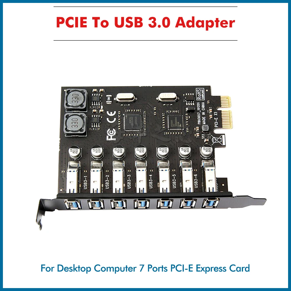 PCIE to USB 3.0 Adapter Card Super Speed 7 Ports PCI-E Expansion Card USB 3.0 Hub PCI-e Controller Card for Desktop Computer
PCIE to USB 3.0 Adapter Card Super Speed 7 Ports PCI-E Expansion Card USB 3.0 Hub PCI-e Controller Card for Desktop Computer