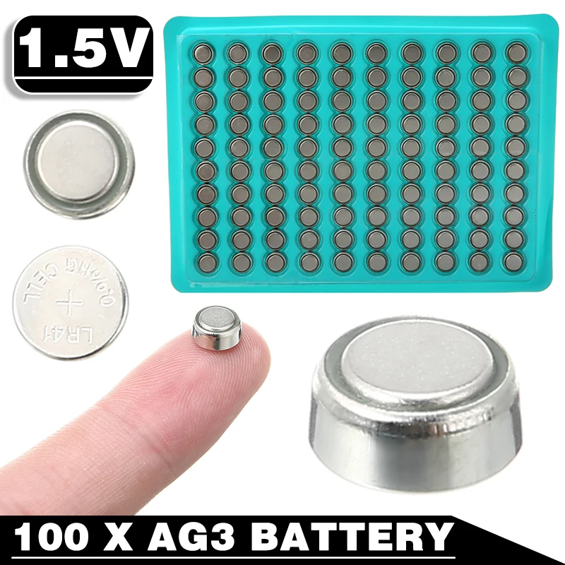 100pcs 1.5V Button Batteries For Small Electronic Devices AG3 LR41 SR41 Lithium Cell Coin Battery Calculators Watch Toy | Электроника