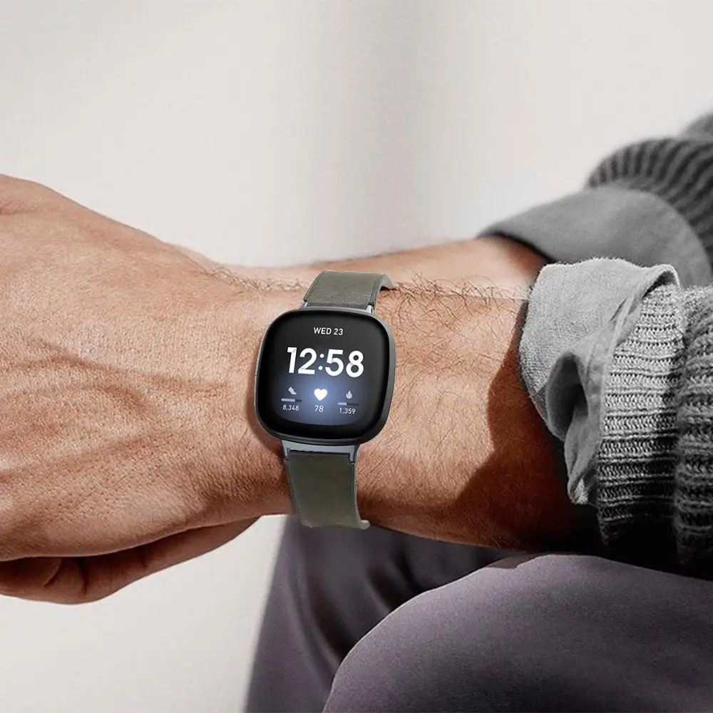 Кожаный ремешок для Fitbit Versa 3 женские и мужские умные часы Аксессуары браслета Sense