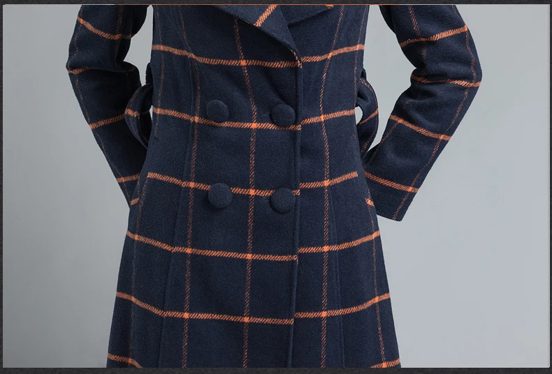 Abrigos Mujer зима 2020 длинное клетчатое пальто зимнее шерстяное женское элегантное