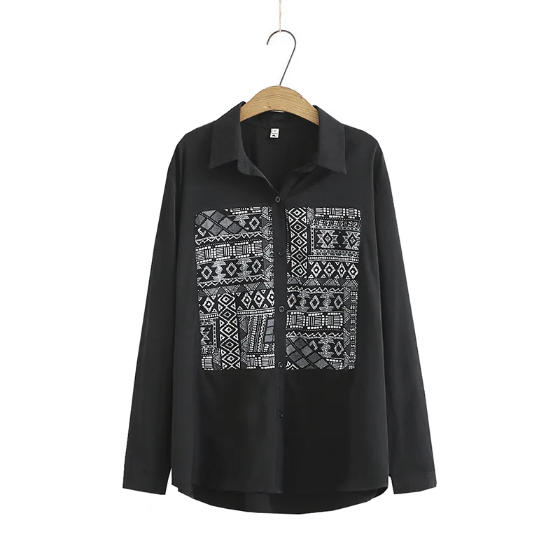 Plus Size XL-4XL Black Printed Tops Women A-line Blouse Vintage Oversized OL Blusas
Plus Size XL-4XL Black Printed Tops Women A-line Blouse Vintage Oversized OL Blusas