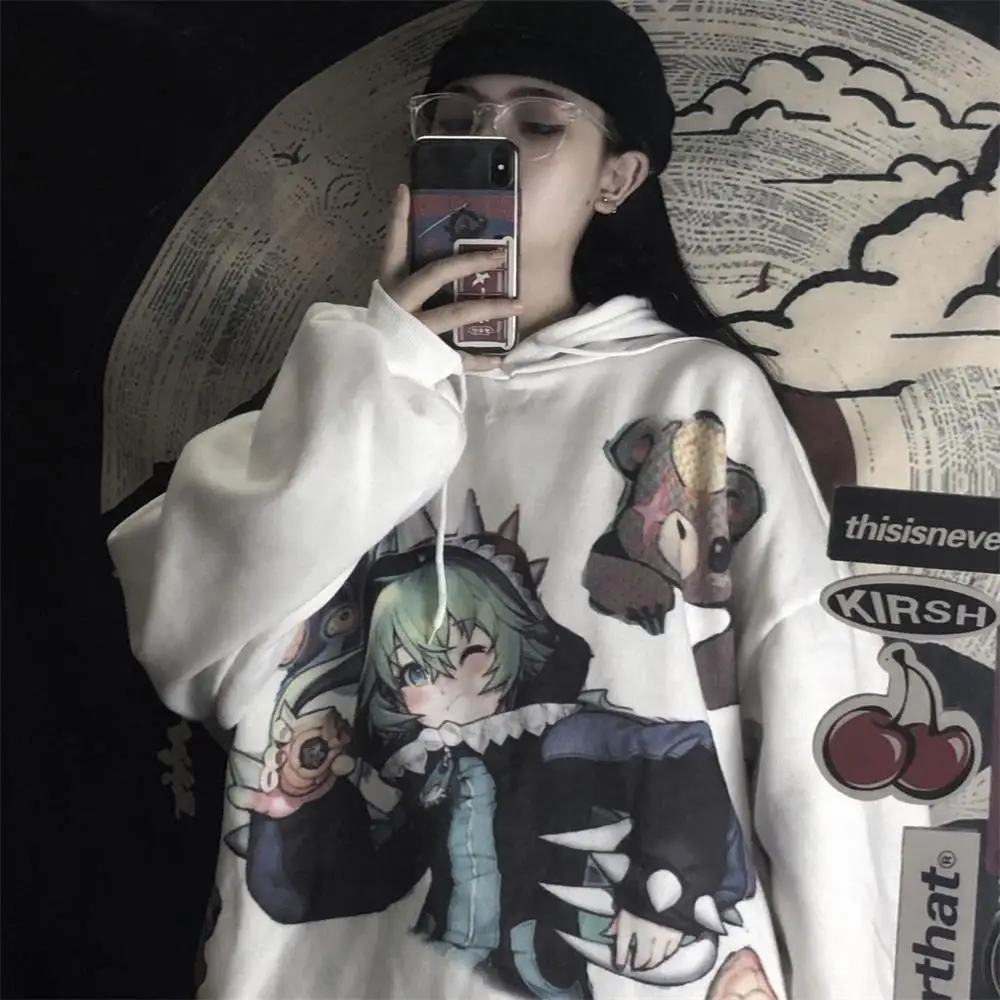 Autumn and winter Korean vintage new loose hooded long-sleeved female cartoon anime beautiful girl printing student y2k hoodies
Autumn and winter Korean vintage new loose hooded long-sleeved female cartoon anime beautiful girl printing student y2k hoodies