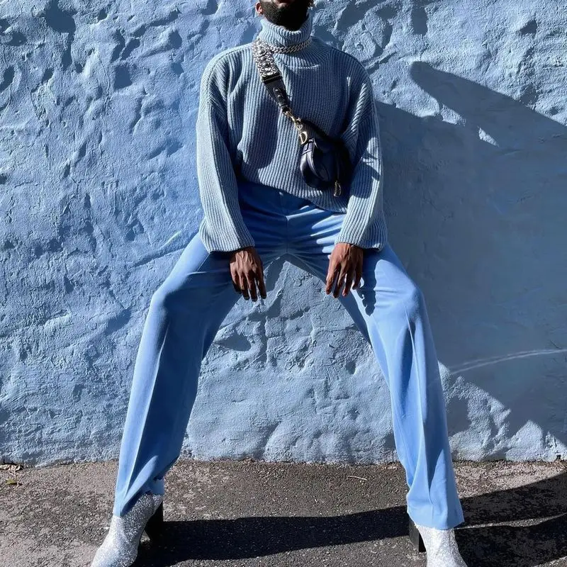 Модные мужские свитера, новинка, осенняя трикотажная одежда, мужская синяя Облегающая водолазка, свитер с воротником-стойкой, пуловер, плюш...
Модные мужские свитера, новинка, осенняя трикотажная одежда, мужская синяя Облегающая водолазка, свитер с воротником-стойкой, пуловер, плюш...