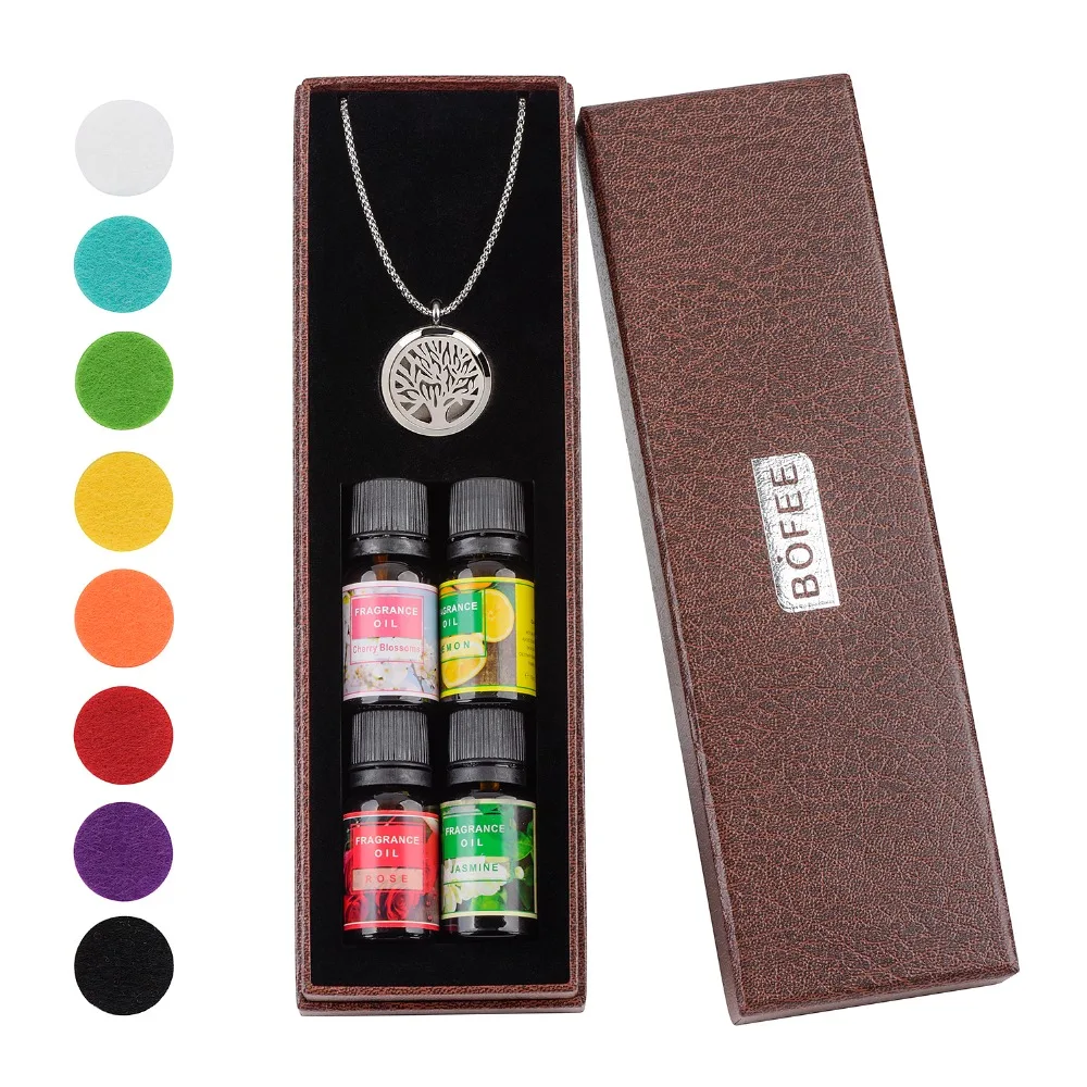 BOFEE Tree of Life Essential Oil Diffuser Necklace Set 4 Oils 10ML Perfume Aromatherapy 316L Steel Locket 30mm Gift With 8 Pads
BOFEE Tree of Life Essential Oil Diffuser Necklace Set 4 Oils 10ML Perfume Aromatherapy 316L Steel Locket 30mm Gift With 8 Pads