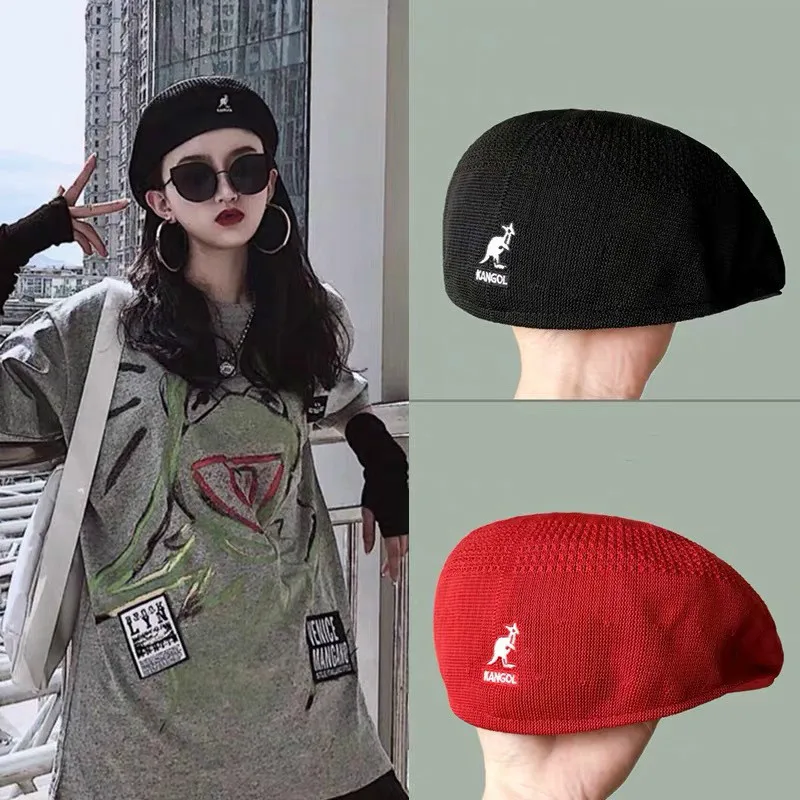 

2020 new summer handmade fine kangaroo woven ladies mesh beret cap British retro ladies casual hat foldable hat