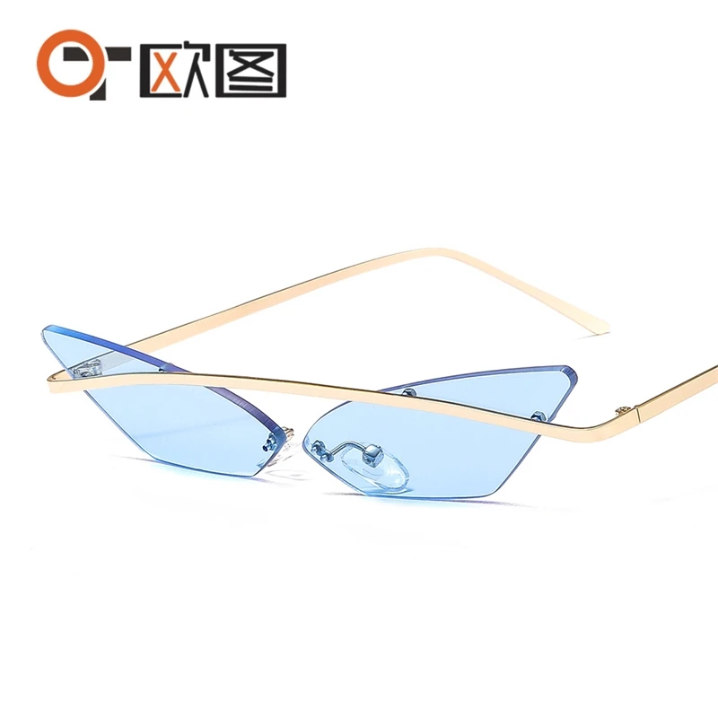 Small frame personality triangle cat's Eye Sunglasses metal beam decoration frameless Sunglasses men's and women's same model
Small frame personality triangle cat's Eye Sunglasses metal beam decoration frameless Sunglasses men's and women's same model