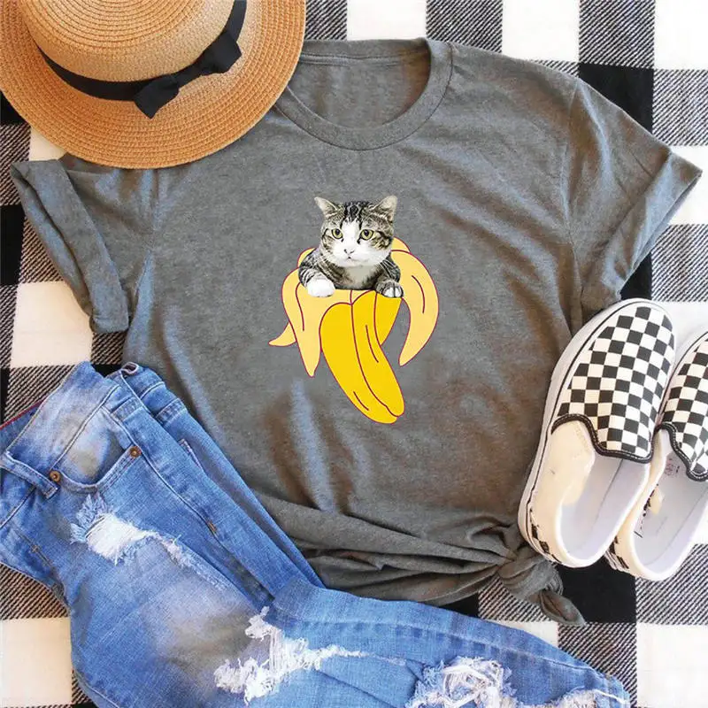 Women Banana Cute Cat Graphics Summer Top Slogan Funny Crew Neck Trendy Tee Floral Aesthetic Letter Soft Cotton Casual T-Shirt
Women Banana Cute Cat Graphics Summer Top Slogan Funny Crew Neck Trendy Tee Floral Aesthetic Letter Soft Cotton Casual T-Shirt