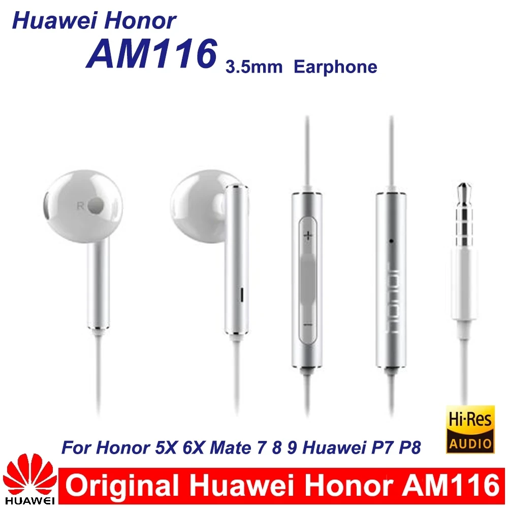For Huawei 3.5mm Earphone Honor AM116 Headset Mic for HUAWEI P7 P8 P9 Lite P10 Plus 5X 6X Mate 7 8 9 smartphone | Компьютеры и офис