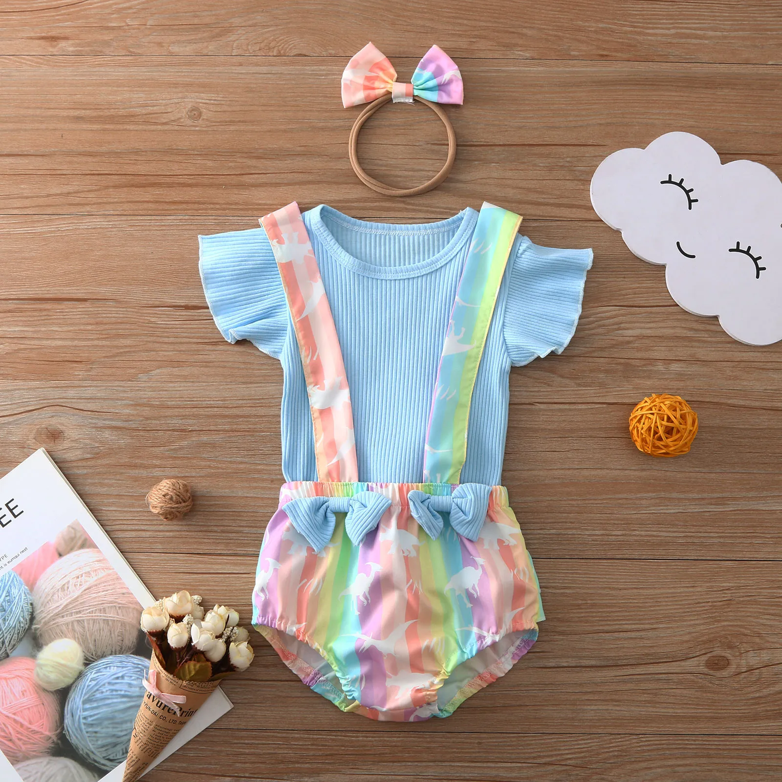 0-12m Toddler Baby Girls Ribbed Clothes Sets Solid Tops+rainbow Dinosaur Suspender Shorts Headbands 3pc Outfits Infant Clothing
0-12m Toddler Baby Girls Ribbed Clothes Sets Solid Tops+rainbow Dinosaur Suspender Shorts Headbands 3pc Outfits Infant Clothing