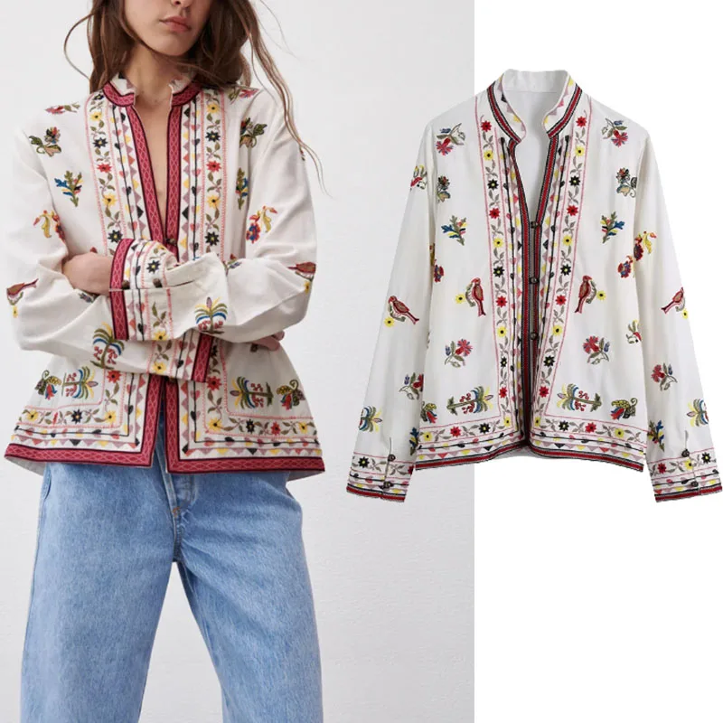 Женская блузка с вышивкой Za, повседневные винтажные рубашки с длинным рукавом, на пуговицах, шикарные топы, осень 2021
Женская блузка с вышивкой Za, повседневные винтажные рубашки с длинным рукавом, на пуговицах, шикарные топы, осень 2021