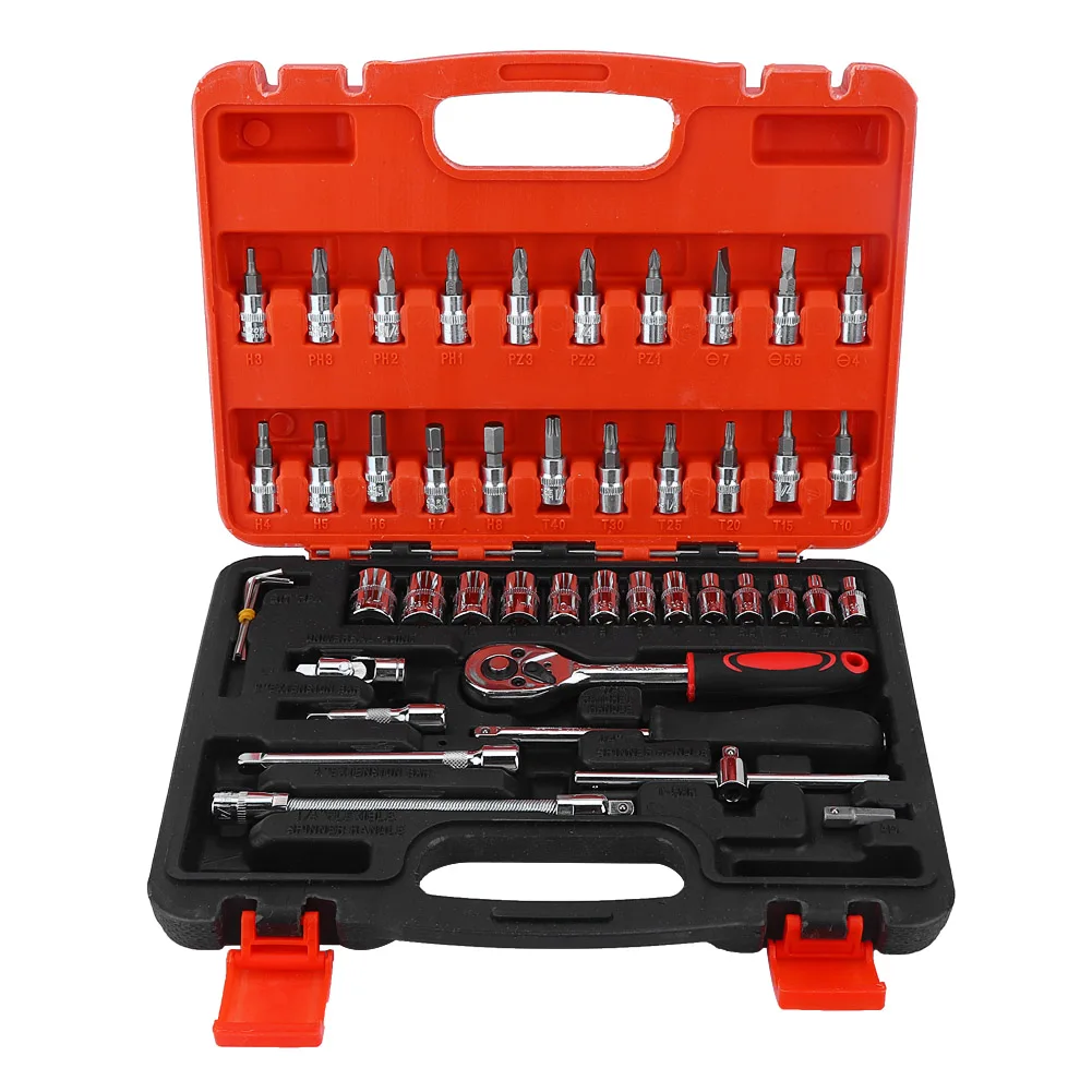 46 PCS Auto Repair Tool Kit Rotating Bit Hex Wrench Shorting Bar Long Pole Slider Ratchet Square Rod Adapter Connector Sleeve
46 PCS Auto Repair Tool Kit Rotating Bit Hex Wrench Shorting Bar Long Pole Slider Ratchet Square Rod Adapter Connector Sleeve
