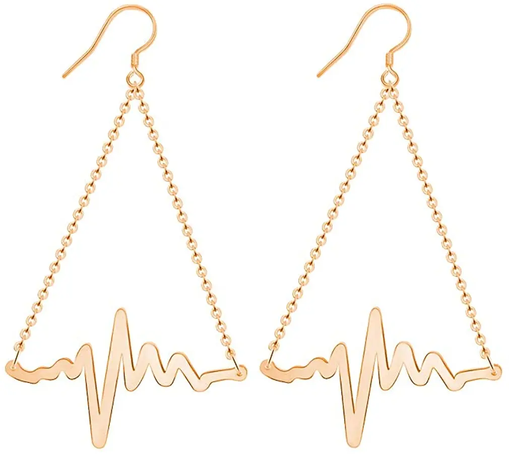 Rice bead chain big ear hook electrocardiogram pendant earrings, Echocardiac feeling beautiful love fashion earrings
Rice bead chain big ear hook electrocardiogram pendant earrings, Echocardiac feeling beautiful love fashion earrings