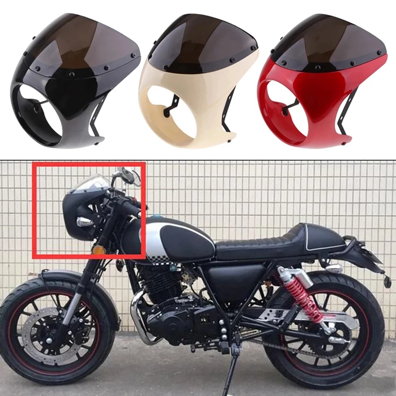 Motorcycle Front Headlight Fairing WindScreen Windshield Plastic Universal Cafe Racer Retro Headlight Wind Screen
Motorcycle Front Headlight Fairing WindScreen Windshield Plastic Universal Cafe Racer Retro Headlight Wind Screen