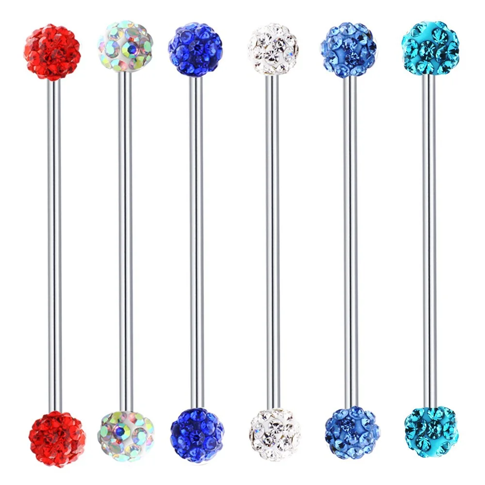 14G Shamballa Industrial Barbell Earring Stainless Steel Helix Piercing Tragus Ear Straight Bar Cartilage for Women Men
14G Shamballa Industrial Barbell Earring Stainless Steel Helix Piercing Tragus Ear Straight Bar Cartilage for Women Men