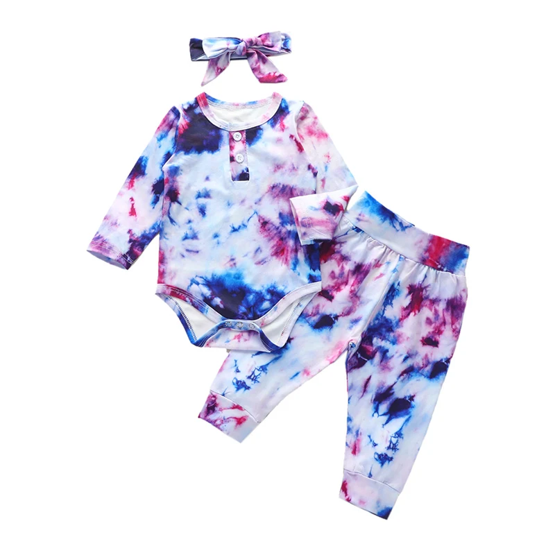 0-24M Autumn Infant Baby Girls Boys Tie-Dye Clothes Sets 3pcs Long Sleeve Romper Tops Pants Headband New Baby Girl Clothes Set 
0-24M Autumn Infant Baby Girls Boys Tie-Dye Clothes Sets 3pcs Long Sleeve Romper Tops Pants Headband New Baby Girl Clothes Set
