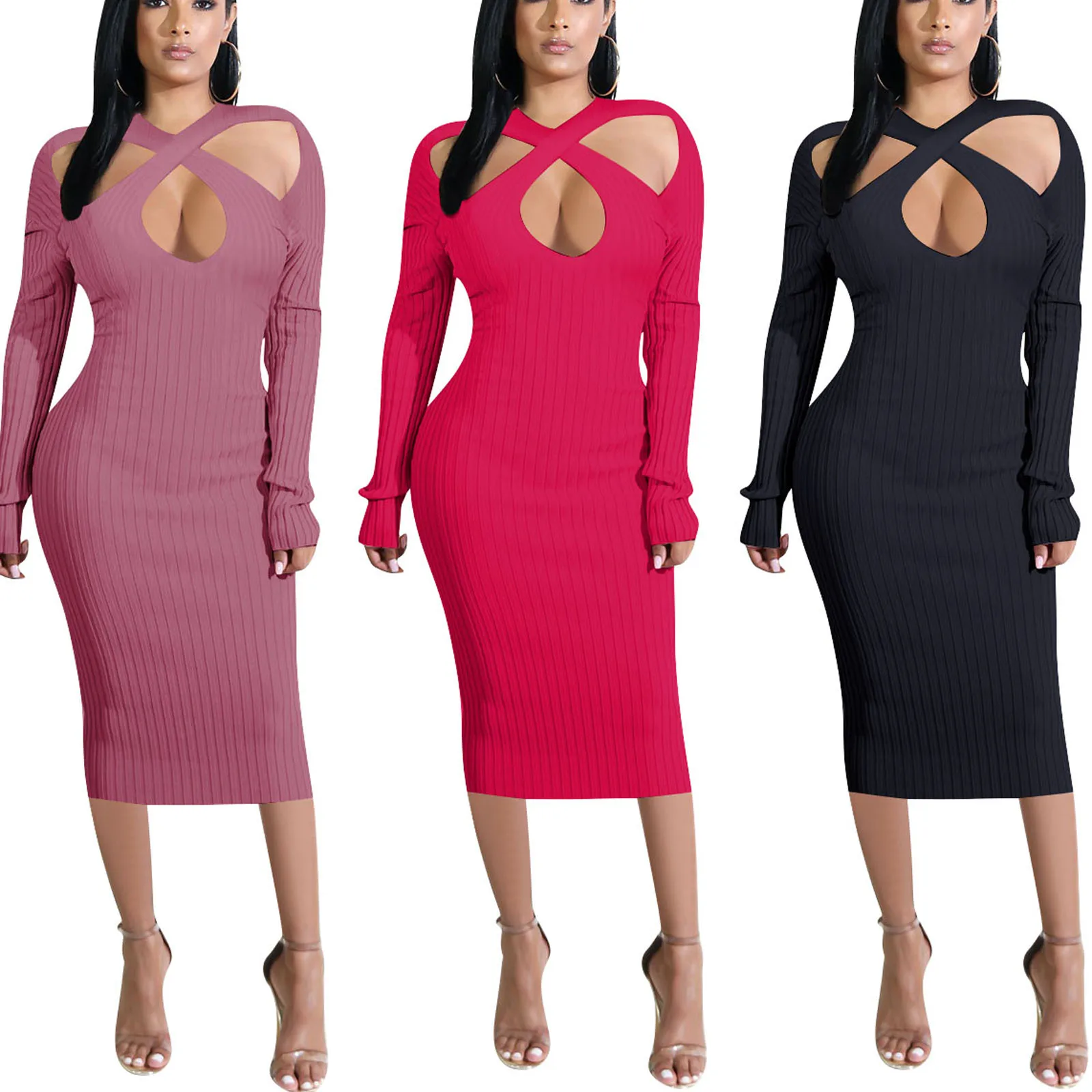 Summer New Fashion Sexy Women\u2019s Casual Long Sleeve Skinny Dress Fashion Solid Color Off-shoulder Hollow Mid-length Dress
Summer New Fashion Sexy Women\u2019s Casual Long Sleeve Skinny Dress Fashion Solid Color Off-shoulder Hollow Mid-length Dress