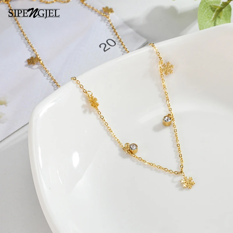SIPENGJEL Stainless Steel Simple Personality Christmas Necklace Snowflake Crystal Choker Pendant Necklace For Women Jewelry
SIPENGJEL Stainless Steel Simple Personality Christmas Necklace Snowflake Crystal Choker Pendant Necklace For Women Jewelry
