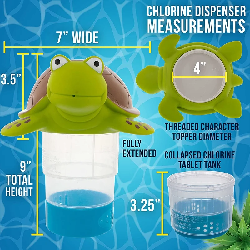Turtle Floating Pool Chlorine Dispenser Fun Cute 10 inch Green Turtle Animal Floater Decoration
Turtle Floating Pool Chlorine Dispenser Fun Cute 10 inch Green Turtle Animal Floater Decoration