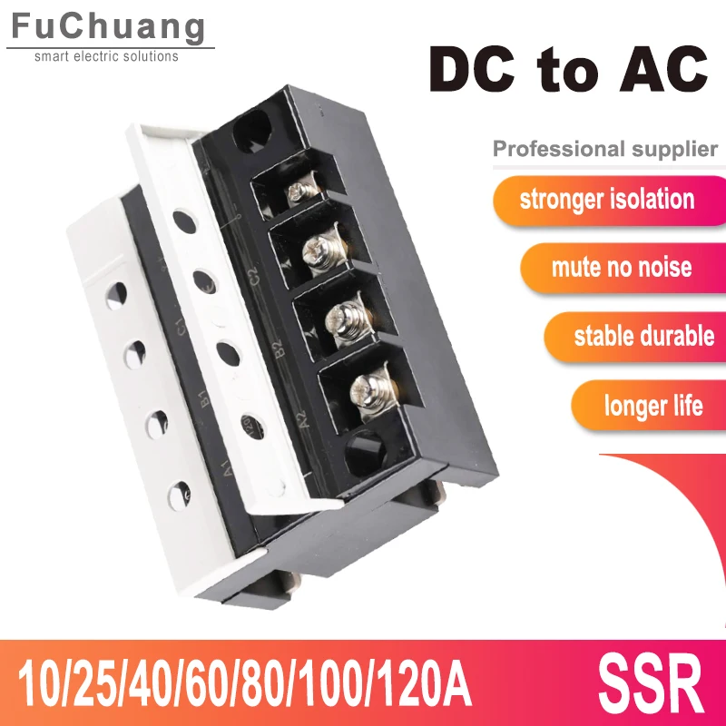 

Flip Cover Three Phase Solid State Relay 3-32VDC Control 24-480VAC SSR Smart Wiring 10A to 120A for Prting Equipment