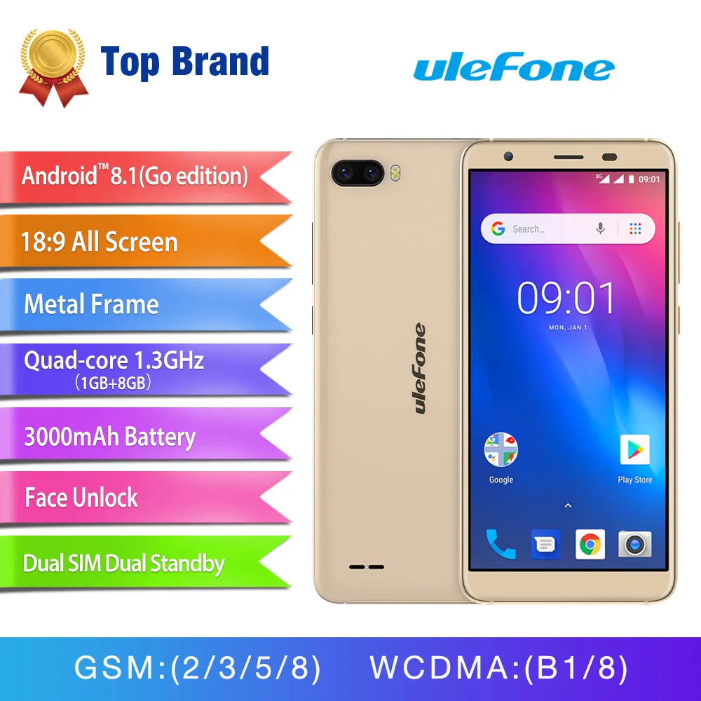 Ulefone S1 смартфон с 5 дюймовым дисплеем четырёхъядерным процессором MT6580 ОЗУ 1 ГБ ПЗУ