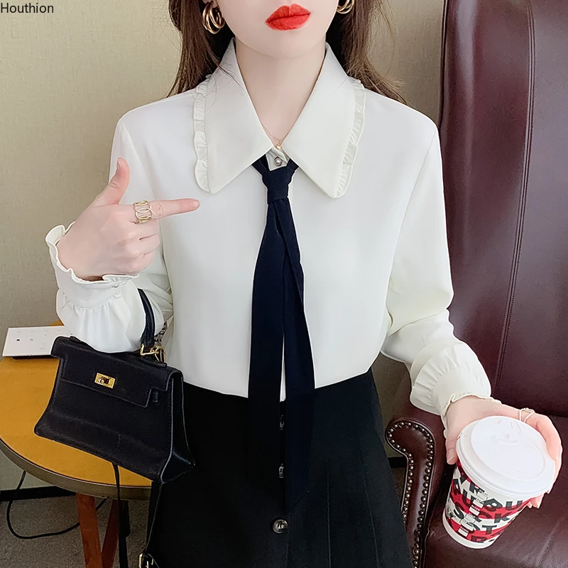 Summer New Women's Blouses Polo Shirt Long Sleeve Top Blouse Solid Color Bow Girl Chiffon Casual Fashion Lady Loose
Summer New Women's Blouses Polo Shirt Long Sleeve Top Blouse Solid Color Bow Girl Chiffon Casual Fashion Lady Loose