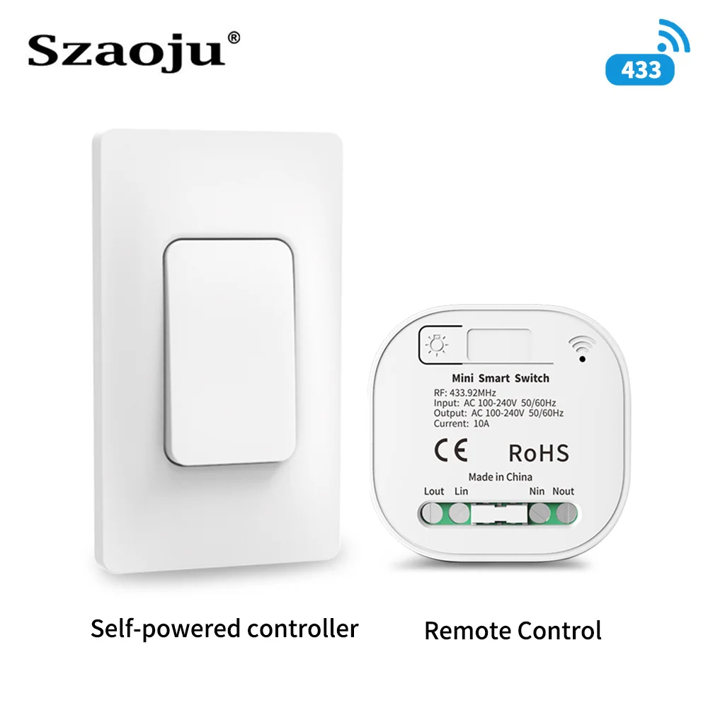 Szaoju Smart Home Wireless Switch RF433Mhz Self-Powered Push Button Wall Panels Remote Controller Light Switch Waterproof Switch
Szaoju Smart Home Wireless Switch RF433Mhz Self-Powered Push Button Wall Panels Remote Controller Light Switch Waterproof Switch