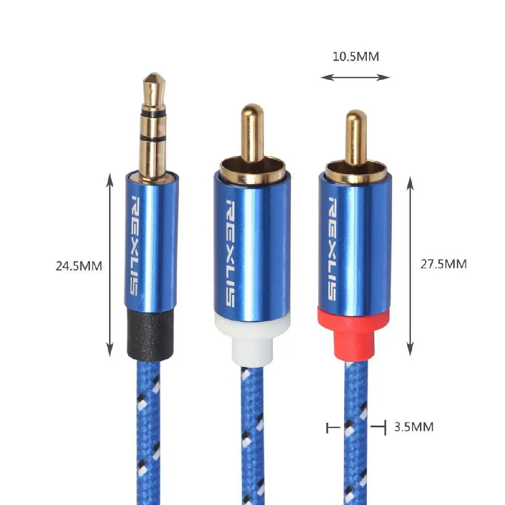 Kuulee 3.5 Mm To 2RCA Cable Male Converter AUX Auxiliary Stereo Audio Extension Wire For Amplifier Phone Edifer | Электроника