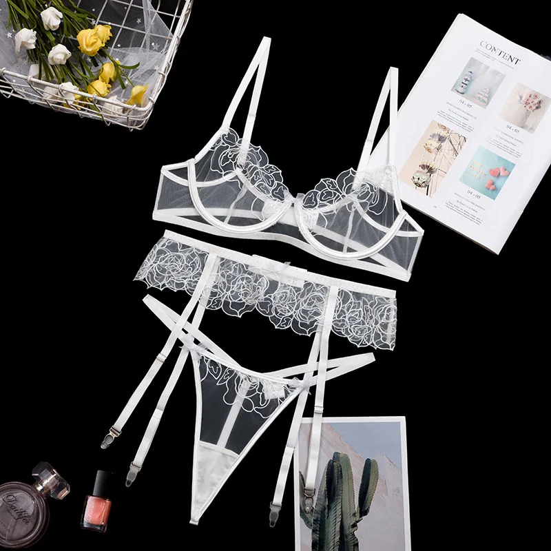 Lingerie Set Women Floral Lace Underwear See Through White Transparent Bra and T-back Thong Lenceria Exotic Babydoll Intimate
Lingerie Set Women Floral Lace Underwear See Through White Transparent Bra and T-back Thong Lenceria Exotic Babydoll Intimate