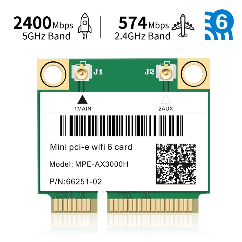 2974 Мбит/с Wi Fi 6 Bluetooth 5 0 Dual Band 2 4 г/5 ГГц 802.11ax/ac Беспроводной адаптер Половина Mini PCI E