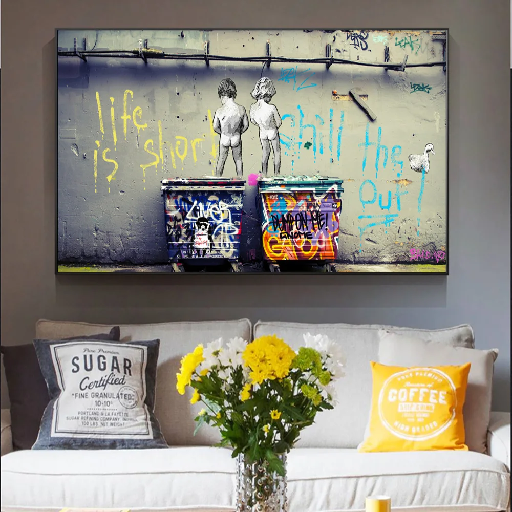 Life Is Short Graffiti Slogan Street Art Poster And Prints 2 Boys Peeing Abstract Wall Art Picture On Canvas Painting Decoration
Life Is Short Graffiti Slogan Street Art Poster And Prints 2 Boys Peeing Abstract Wall Art Picture On Canvas Painting Decoration