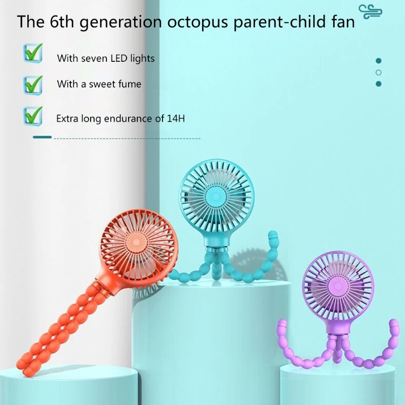 USB Rechargeable Battery Powered Fan Portable Handheld Mini Octopus Fan with Aroma Diffuser Flexible Tripod LED Light
USB Rechargeable Battery Powered Fan Portable Handheld Mini Octopus Fan with Aroma Diffuser Flexible Tripod LED Light